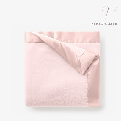 Pale Pink Satin Trim Flannel Fleece Baby Stroller Blanket
