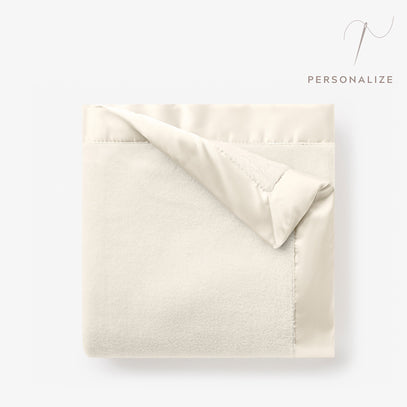 Cream Satin Trim Flannel Fleece Baby Stroller Blanket