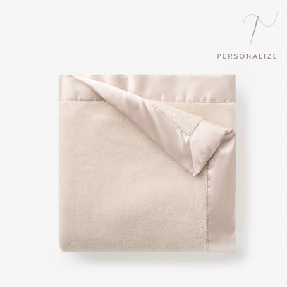Taupe Satin Trim Flannel Fleece Baby Stroller Blanket