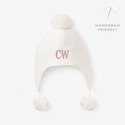 Sofia & Finn White Pom Pom Baby Hat