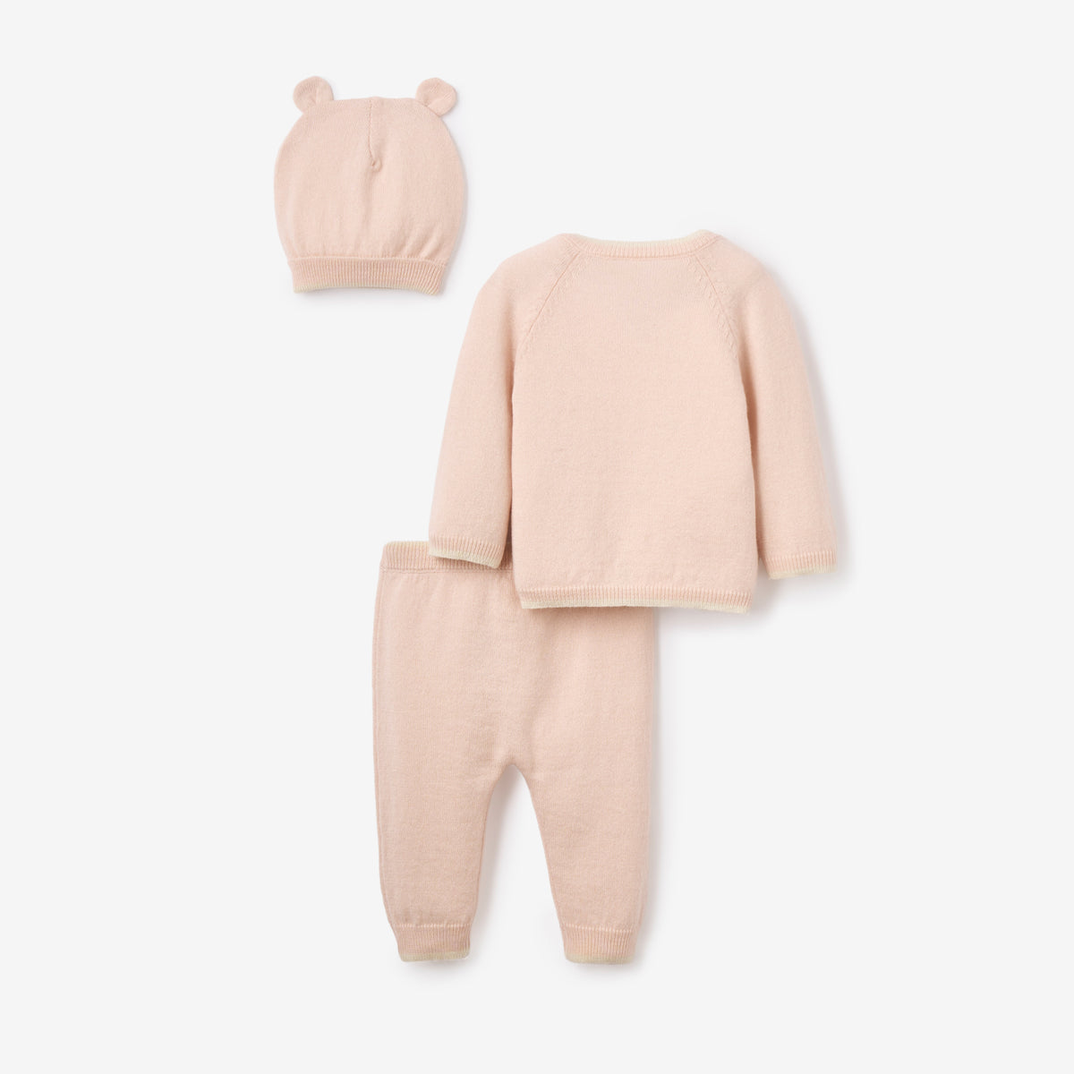 zoomed in Pink Cashmere-Cotton Baby Layette Set view 3