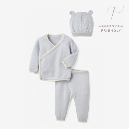 Pale Blue Cashmere-Cotton Baby Layette Set