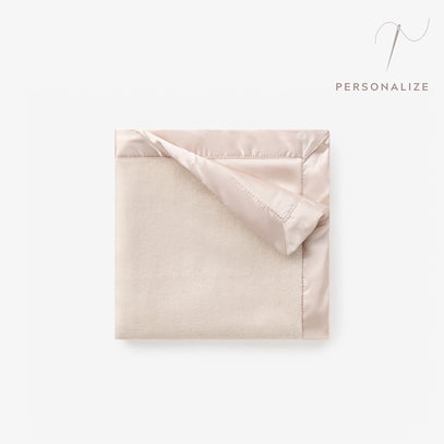 Taupe Satin Trim Flannel Fleece Baby Security Blanket