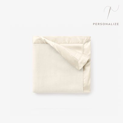 Cream Satin Trim Flannel Fleece Baby Security Blanket