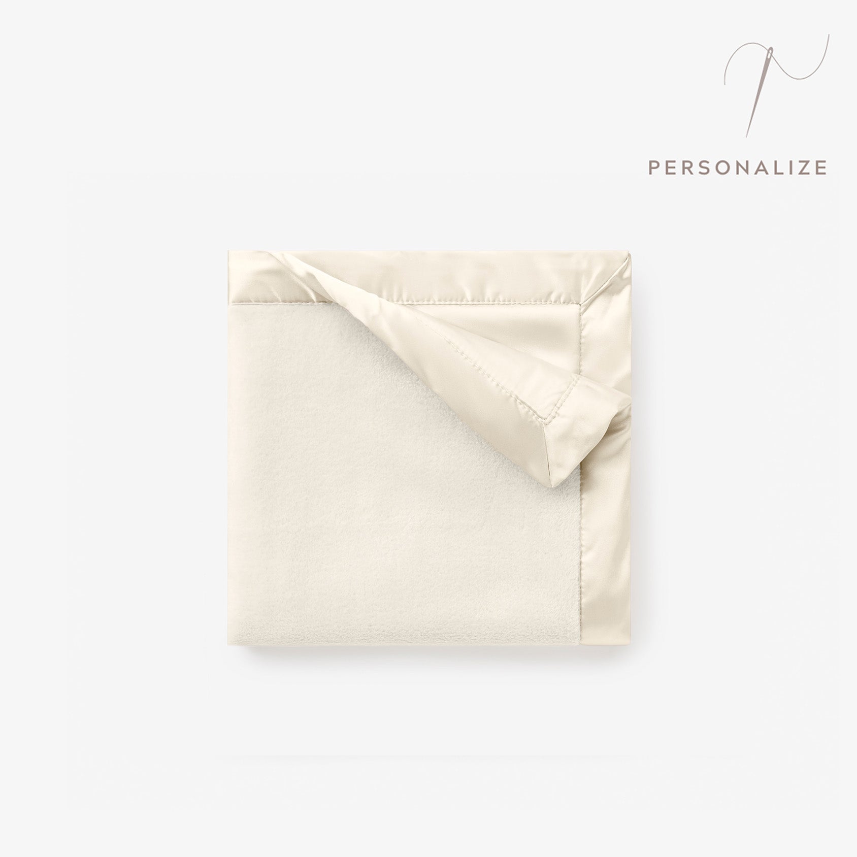 Cream Satin Trim Flannel Fleece Baby Security Blanket view 1
