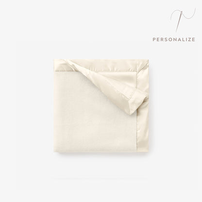 Cream Satin Trim Flannel Fleece Baby Security Blanket