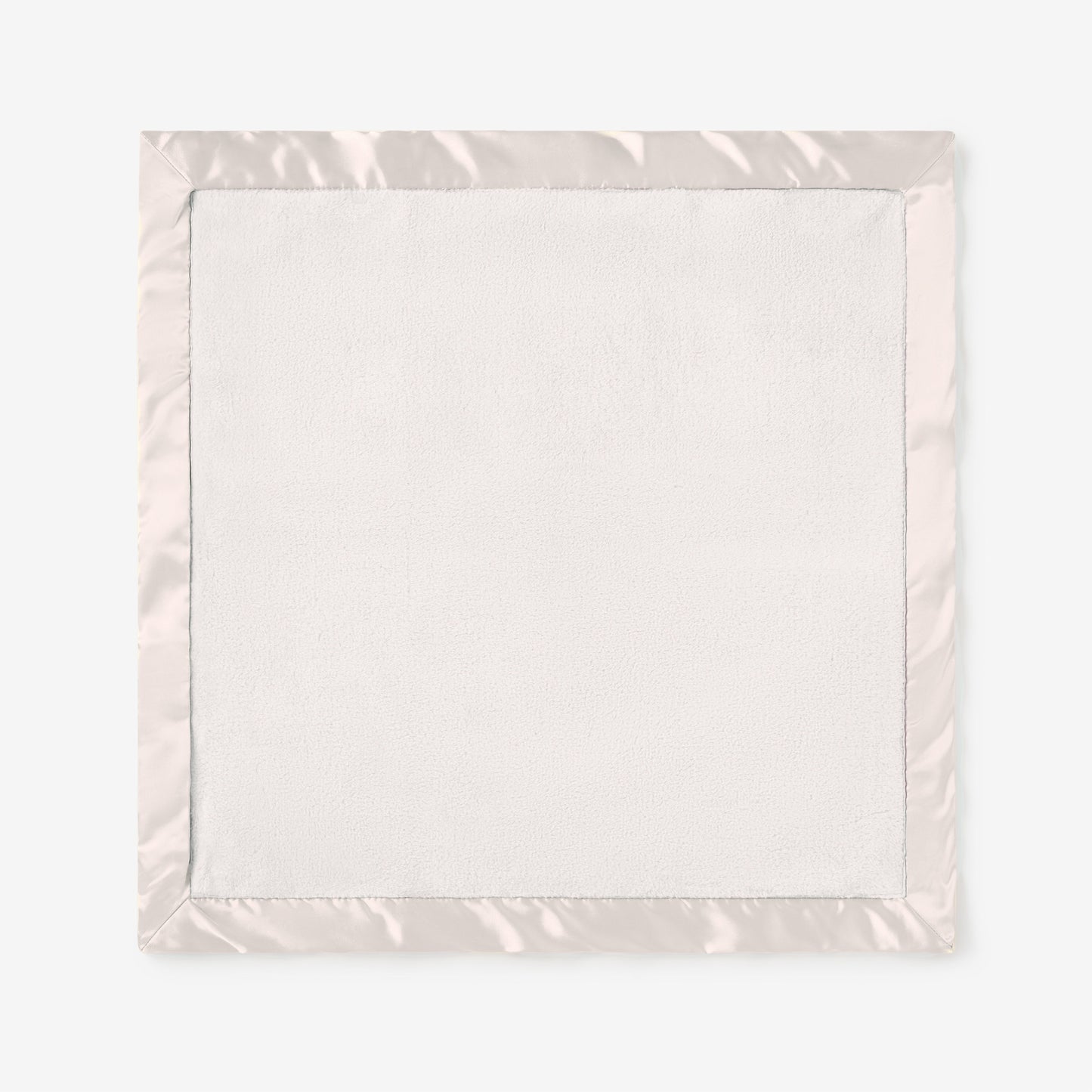 zoomed in White Satin Trim Flannel Fleece Baby Security Blanket view 3