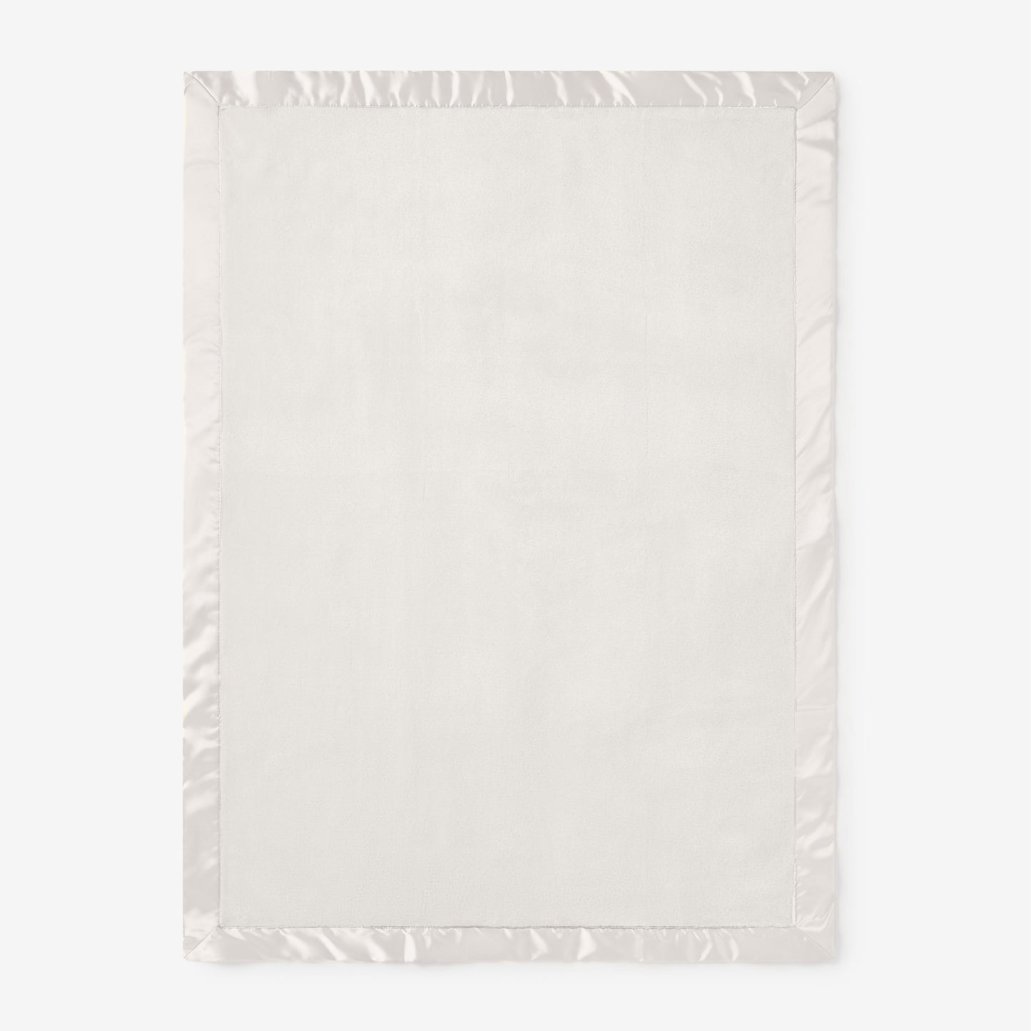 zoomed in White Satin Trim Flannel Fleece Baby Stroller Blanket view 3