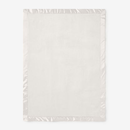White Satin Trim Flannel Fleece Baby Stroller Blanket