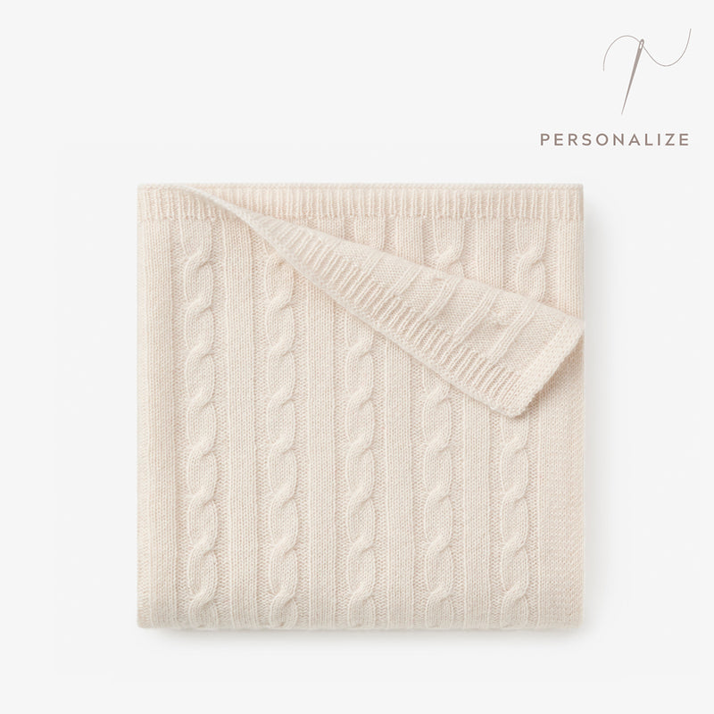 Cream 100% Cashmere Cable Baby Blanket