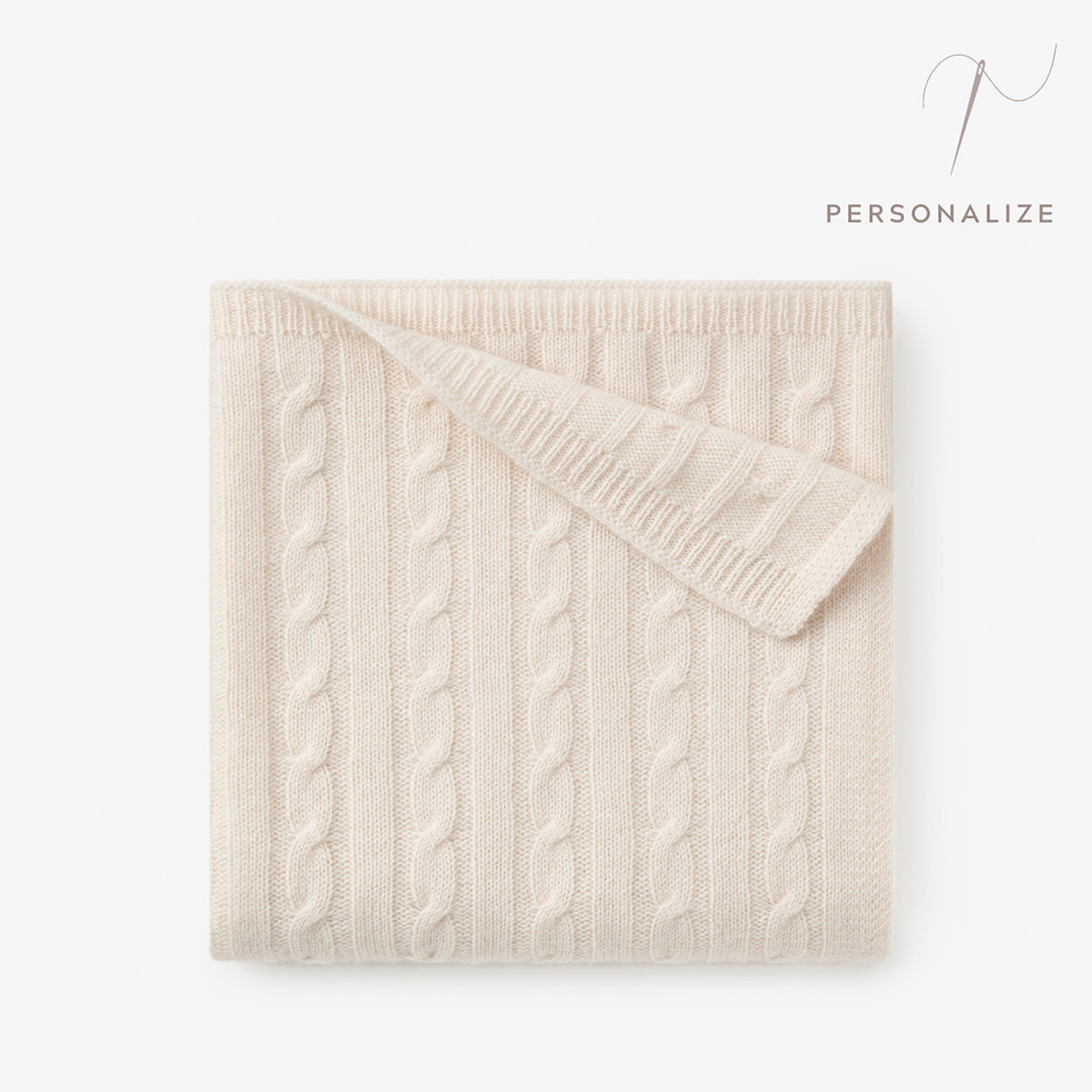Cream 100% Cashmere Cable Baby Blanket view 1