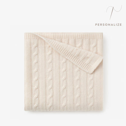 Cream 100% Cashmere Cable Baby Blanket