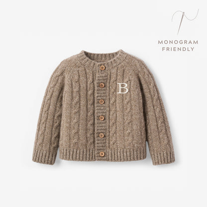 Marled Brown 100% Cashmere Knit Baby Cardigan