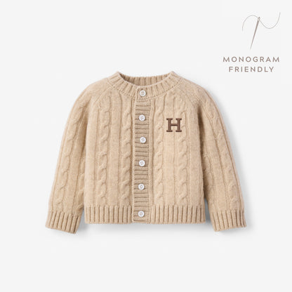 Camel 100% Cashmere Knit Baby Cardigan