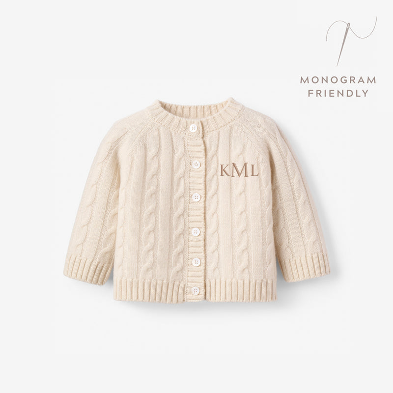 Cream 100% Cashmere Knit Baby Cardigan