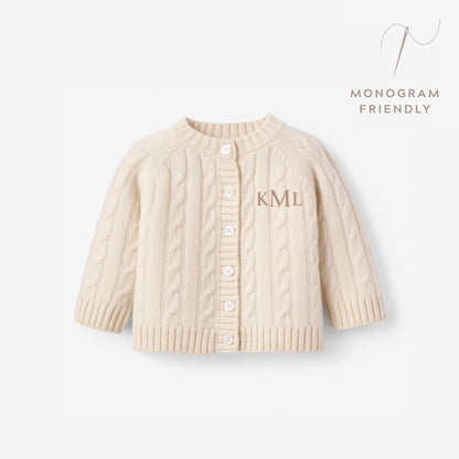 Cream 100% Cashmere Knit Baby Cardigan