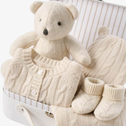 Cream 100% Cashmere Knit Baby Cardigan