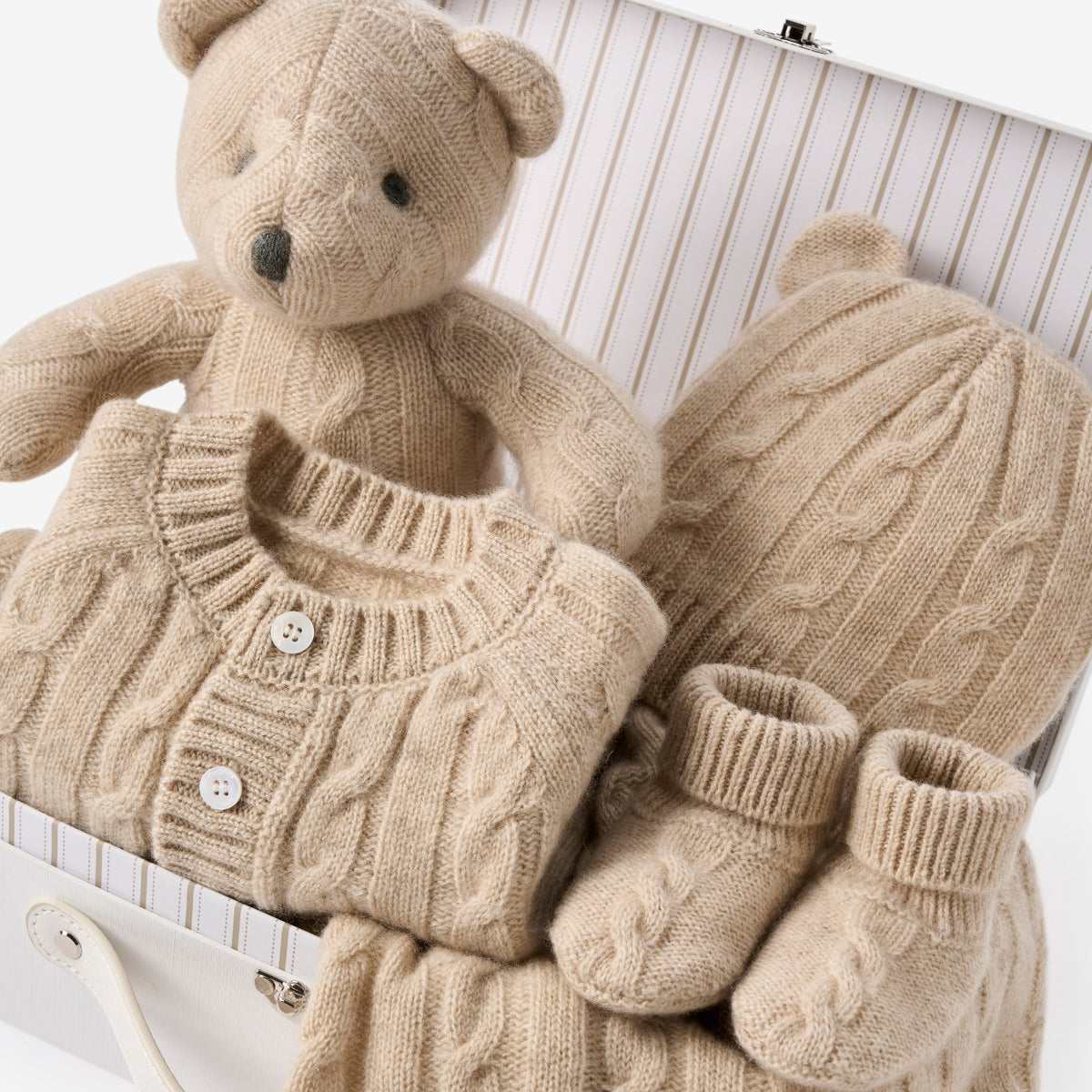 Camel 100% Cashmere Knit Baby Cardigan view 4