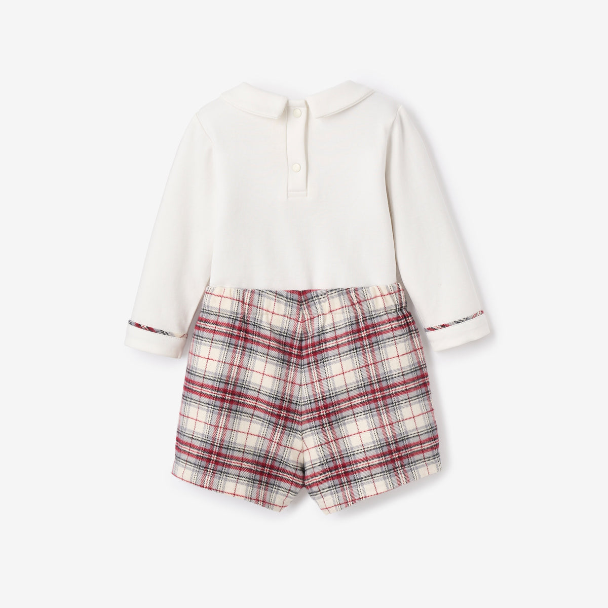 Langley Tartan Shorts + Embroidered Holiday Bodysuit view 4