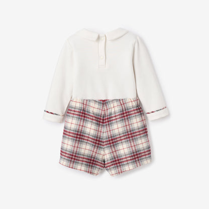 Langley Tartan Shorts + Embroidered Holiday Bodysuit
