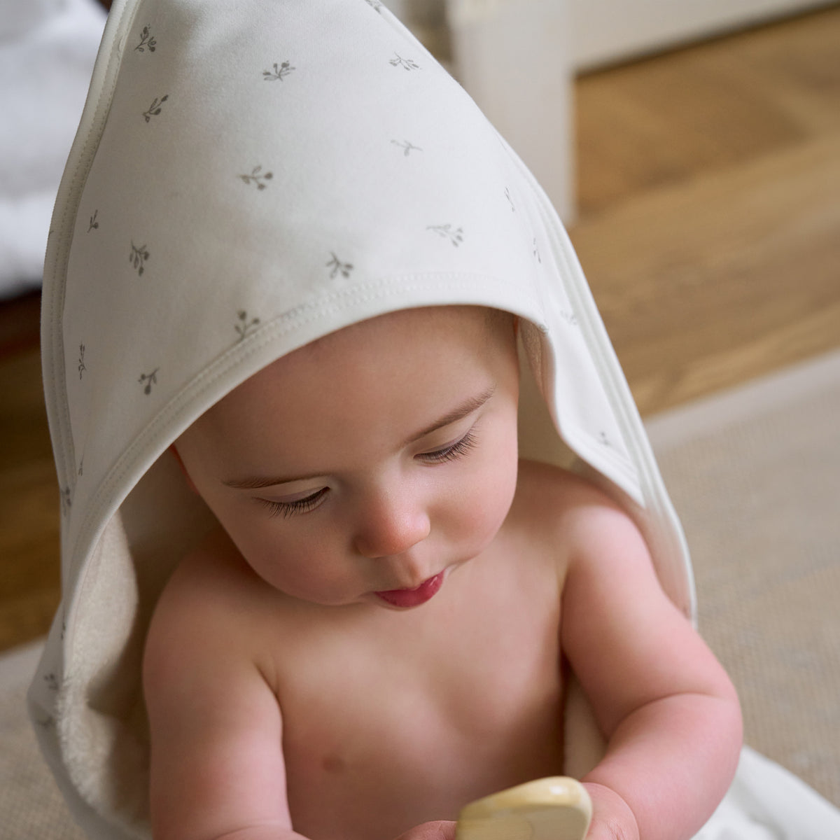Gray Floral Print Bath Wrap view 2