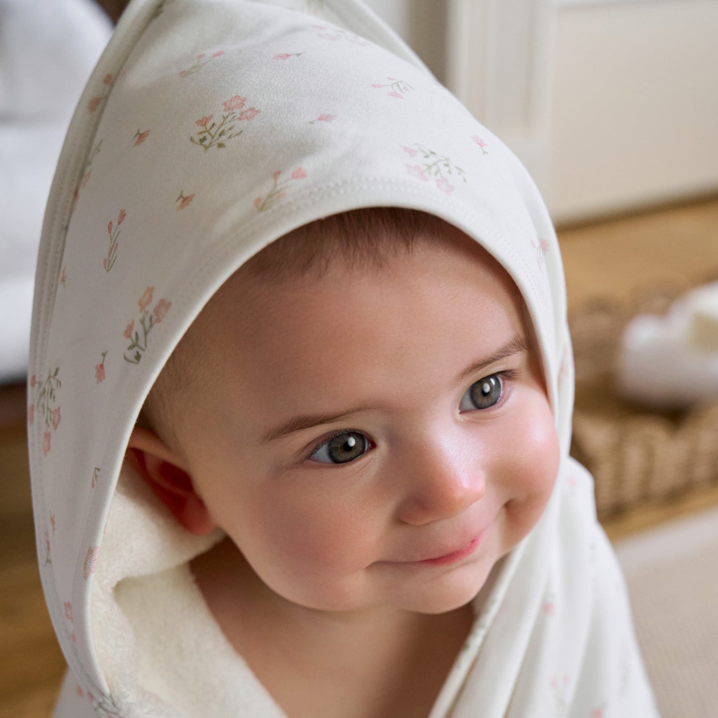 zoomed in Folklore Floral Print Bath Wrap view 3