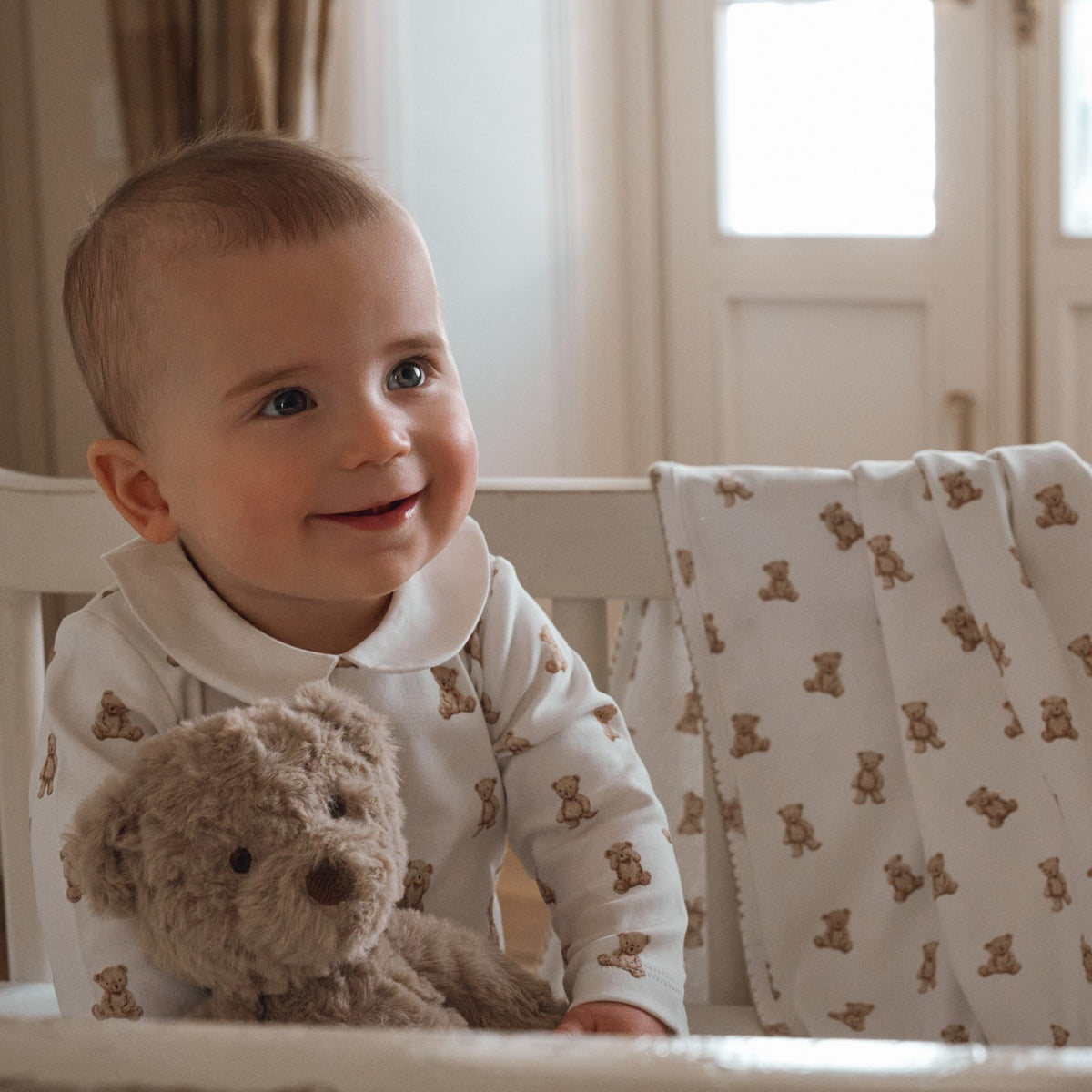 Teddy Bear Print Double Layered Swaddle Blanket view 2