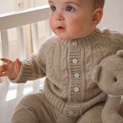 Camel 100% Cashmere Knit Baby Cardigan