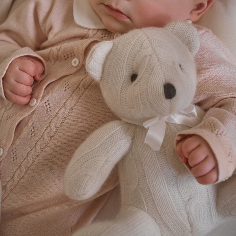 Cream 100% Cashmere Cable Bear