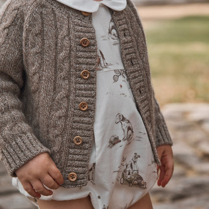 Marled Brown 100% Cashmere Knit Baby Cardigan