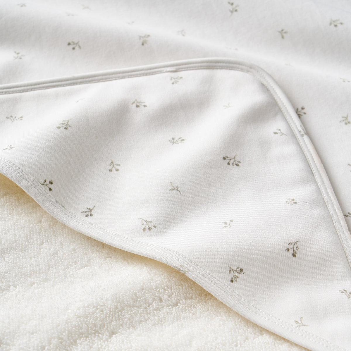 zoomed in Gray Floral Print Bath Wrap view 6