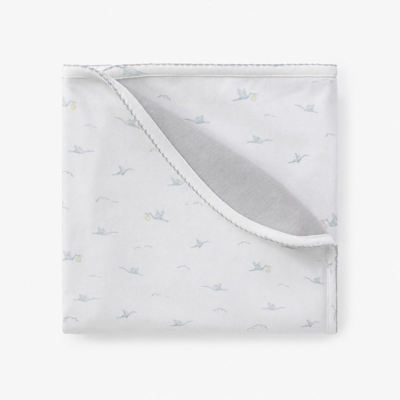 Stork Print Organic Double Layer Swaddle Blanket