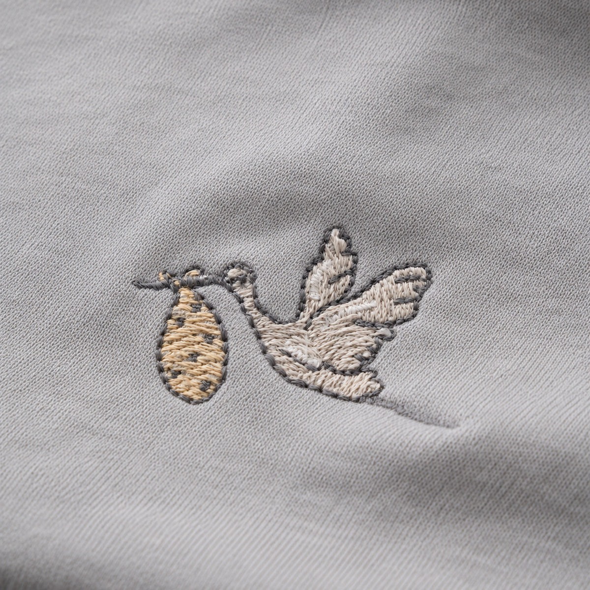 zoomed in Stork Print Organic Double Layer Swaddle Blanket view 3