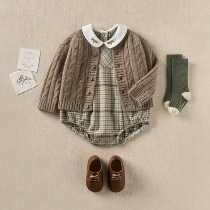 Marled Brown 100% Cashmere Knit Baby Cardigan