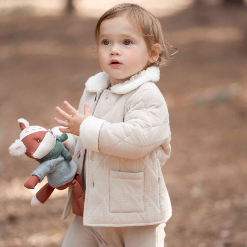 Taupe Organic Muslin Quilted Jacket – Elegant Baby