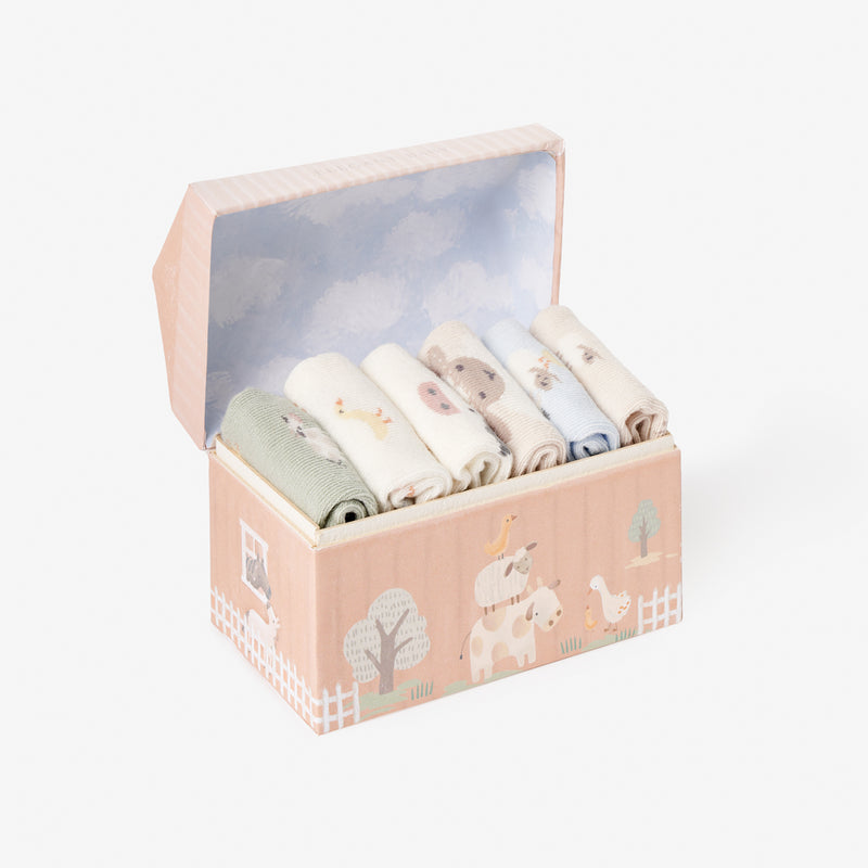 On the Farm Non Slip Baby Socks 6pk