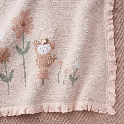 Floral Owl Cotton Knit Baby Blanket