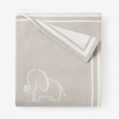 Elephant Jacquard Print Cotton Knit Blanket