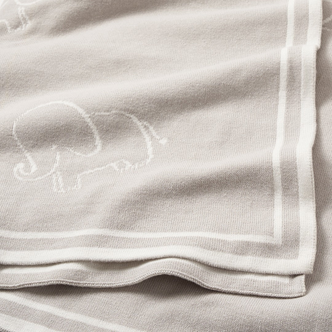 Elephant Jacquard Print Cotton Knit Blanket