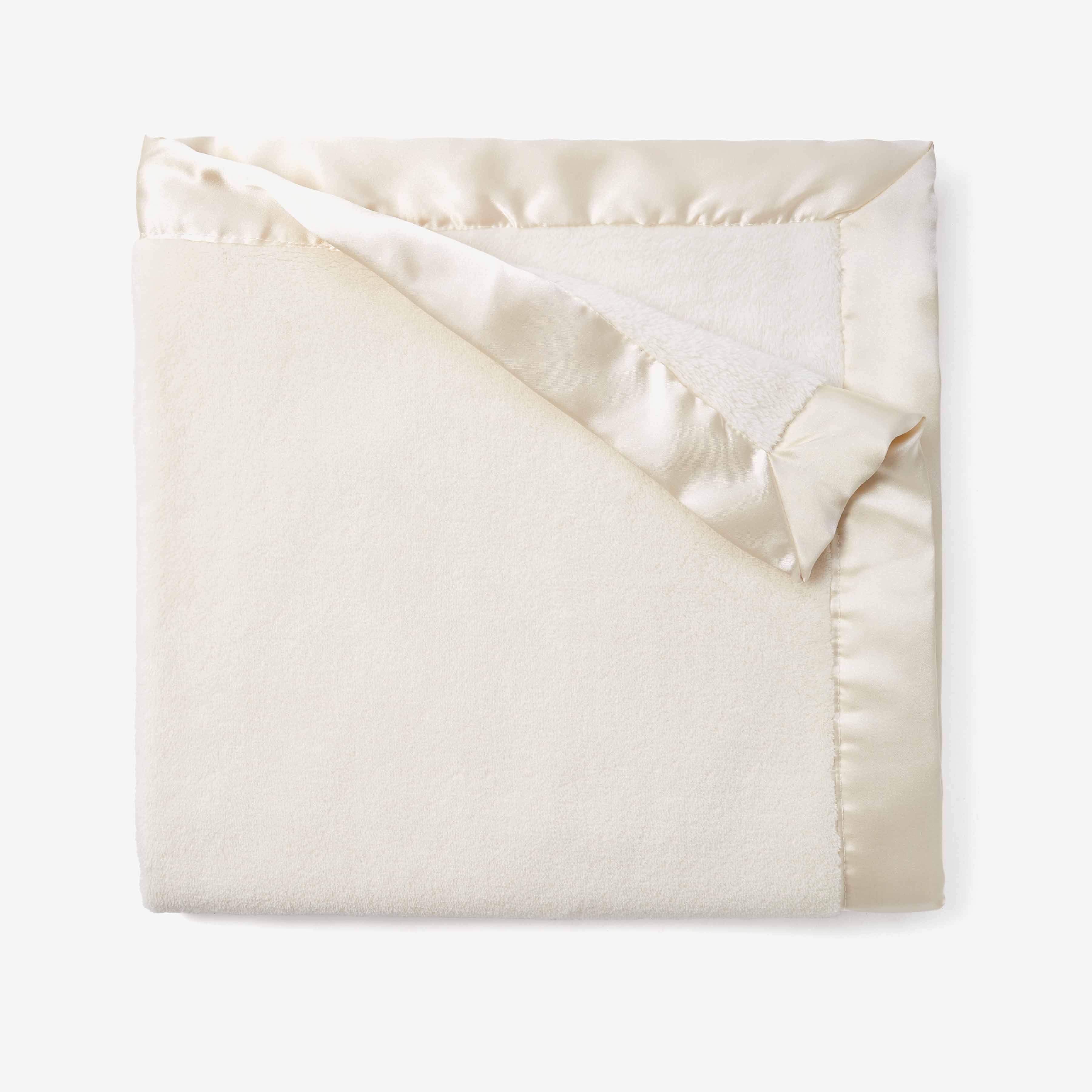 Fleece blanket with online satin trim