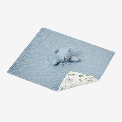 Stone Blue Bear Organic Baby Security Blanket