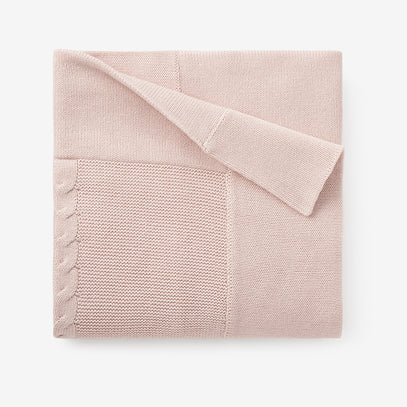 Blush Cable Garter Knit Baby Blanket