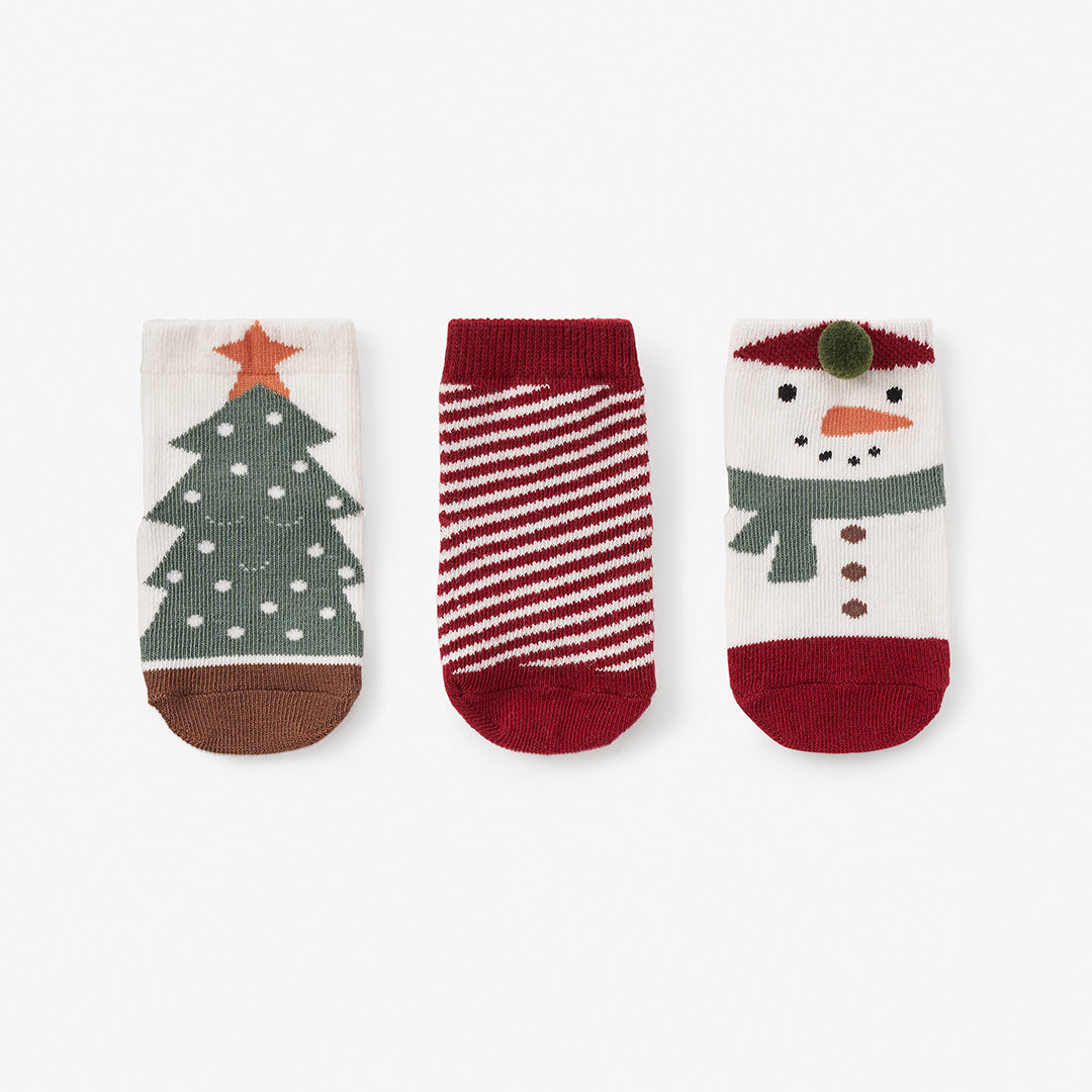 Holiday Non Slip Baby Sock Set 3pk