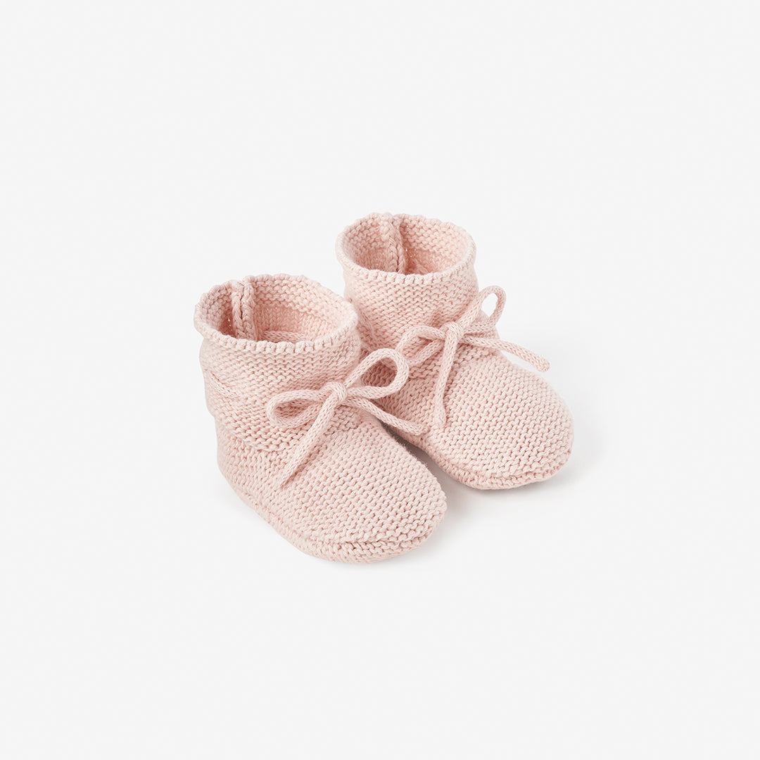 Pale Pink Garter Knit Baby Booties – Elegant Baby