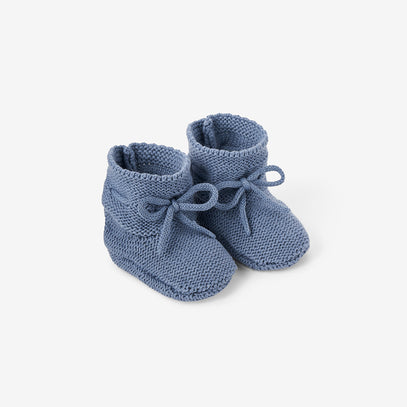 Slate Blue Garter Knit Baby Booties