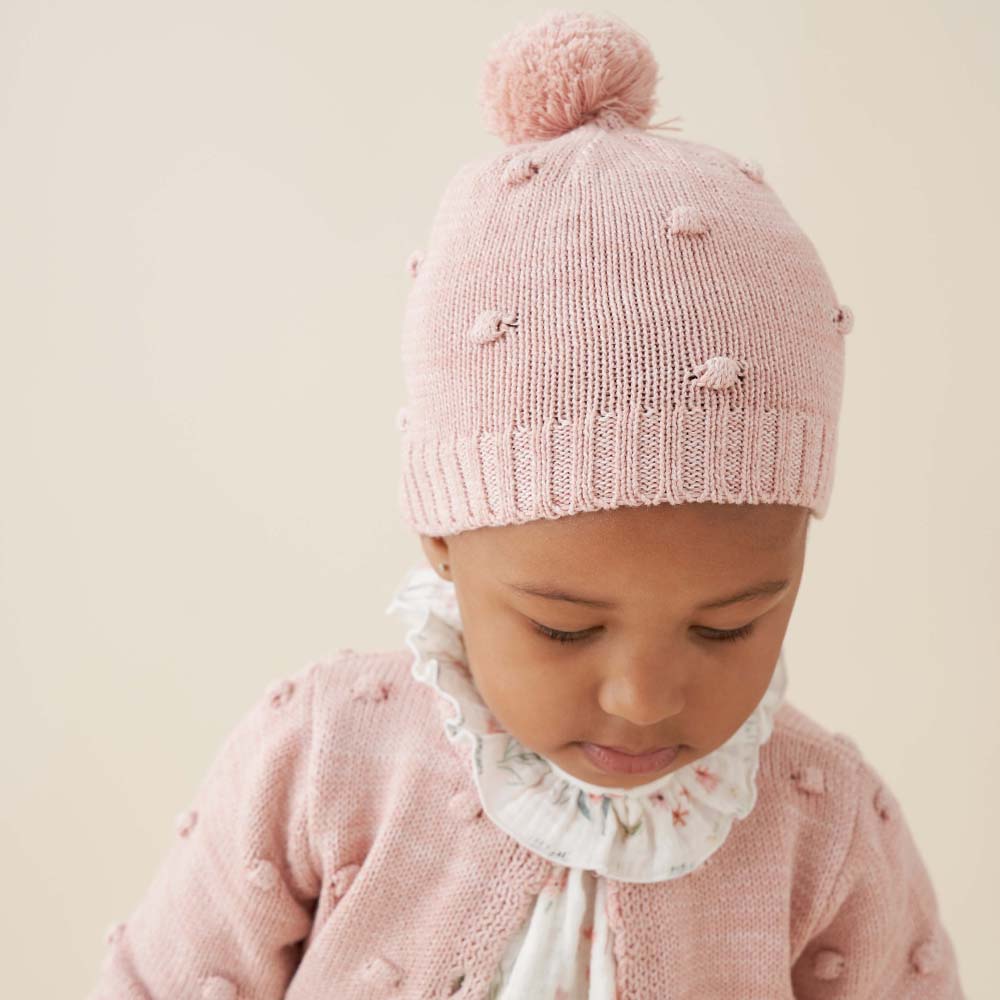 Baby Unicorn Pattern Fur Pompom Knit Beanie Hat