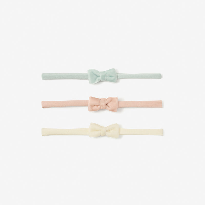 Velvet Bow Headband Set 3Pk