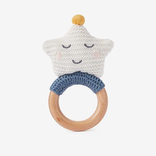 Celestial Star Wooden Baby Rattle