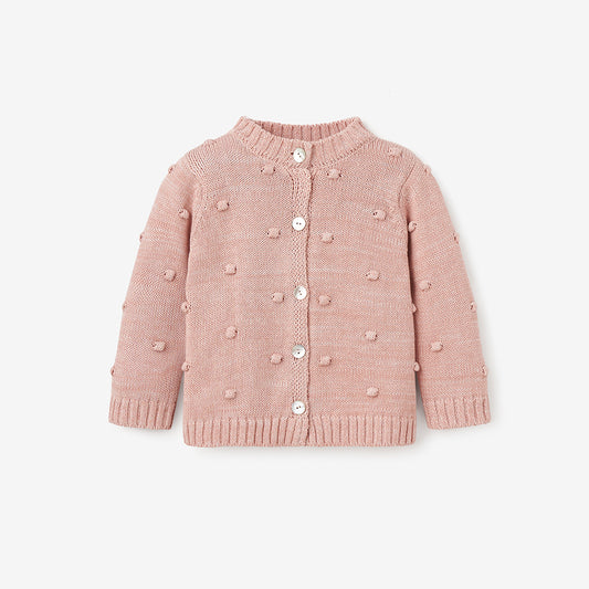Pink Popcorn Knit Baby Cardigan