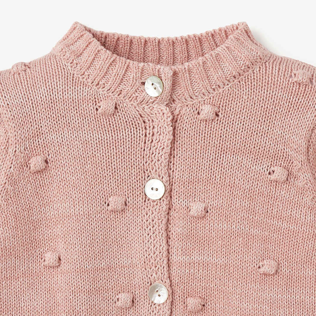 Pink Popcorn Knit Baby Cardigan Elegant Baby